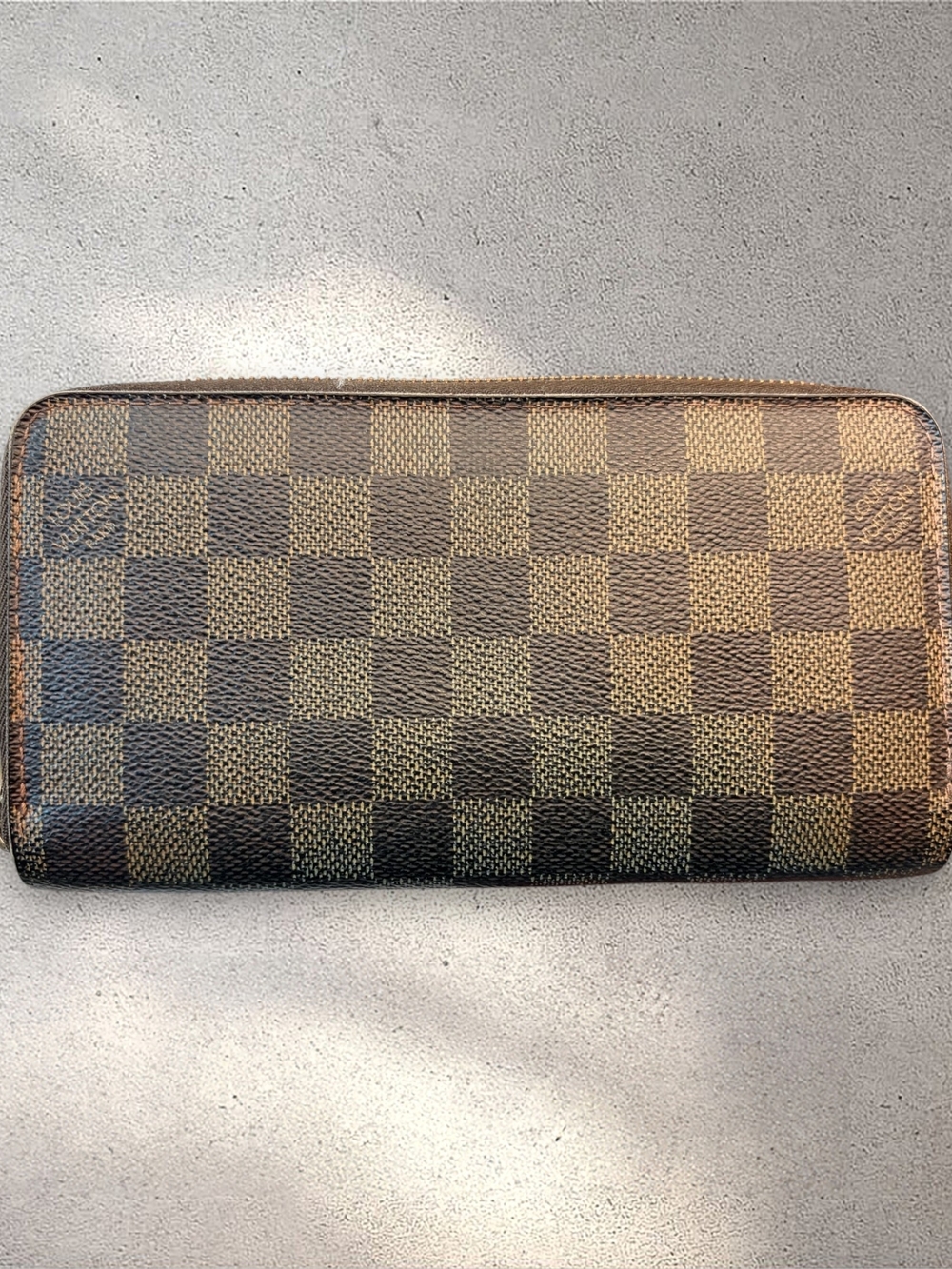 Authentic Louis Vuitton Damier Ebene Zippy Wallet Zip Around Long Wallet